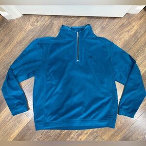 Teal Tommy Bahama Paradise Tech quarter-zip velour pullover, size XL/TG